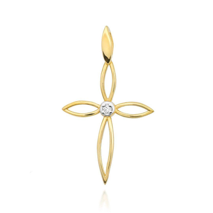 Cruz Oro 14K con Diamante Natural 585 Pequeña