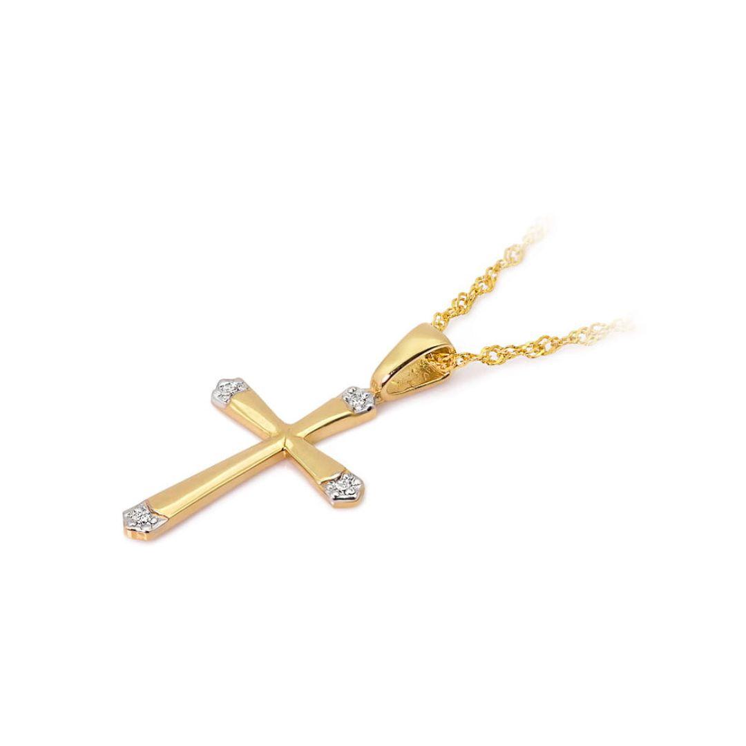 Cruz Oro 14K con Diamantes Naturales 585 Pequeña