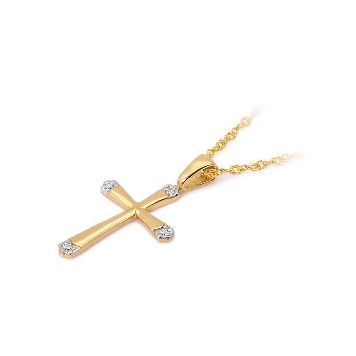 Cruz Oro 14K con Diamantes Naturales 585 Pequeña