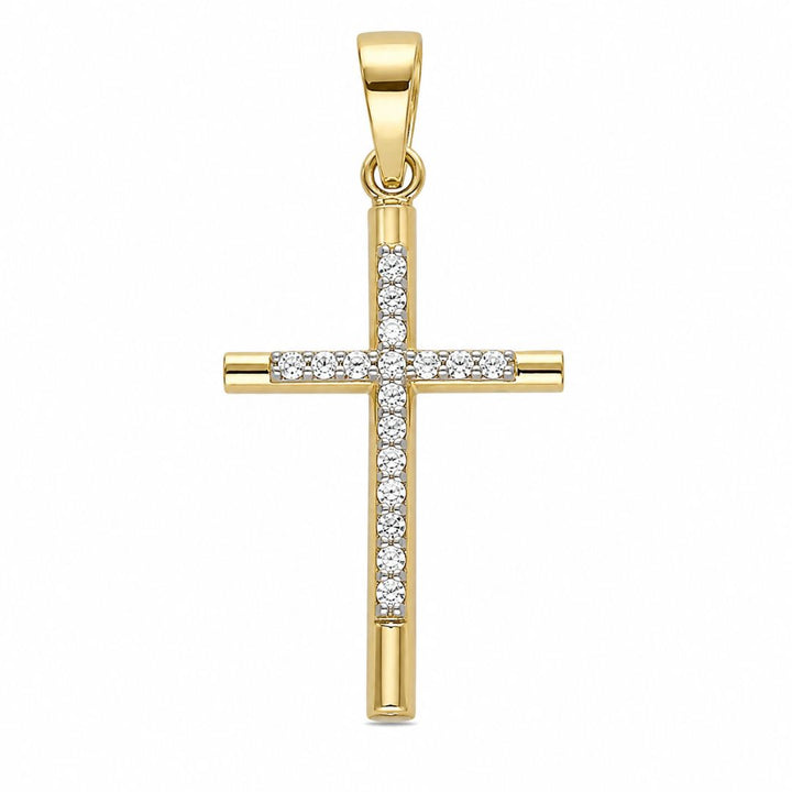Cruz Bicolor Oro 18K con Circonitas