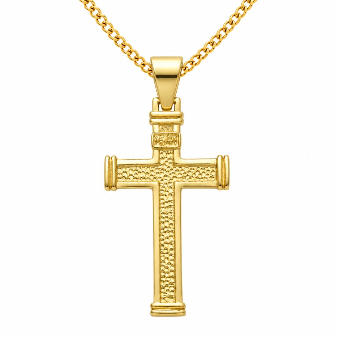 Cruz Oro Amarillo 18K Texturizada