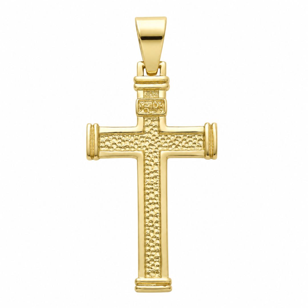 Cruz Oro Amarillo 18K Texturizada