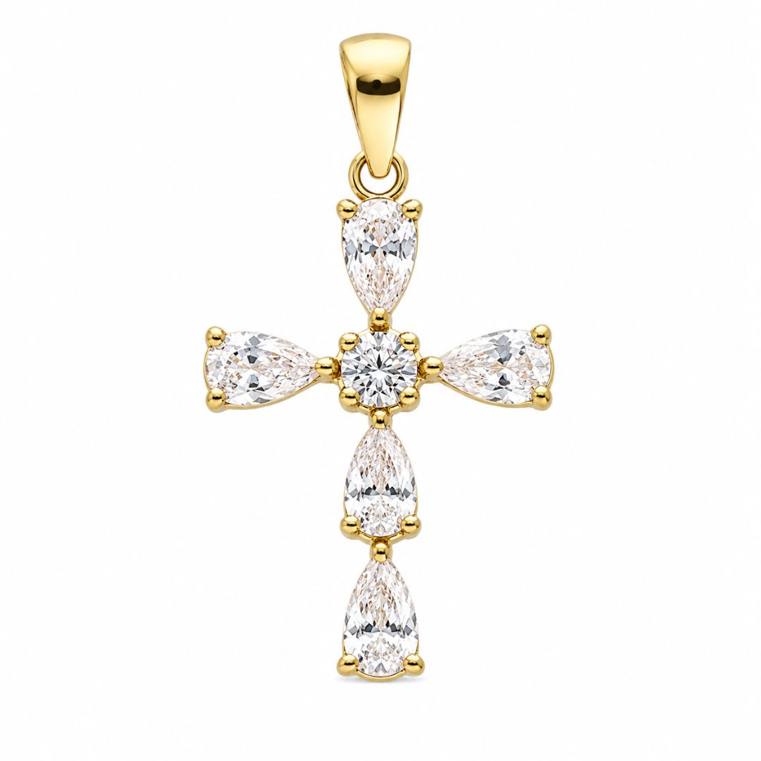 Cruz Oro Amarillo 18K con Circonitas
