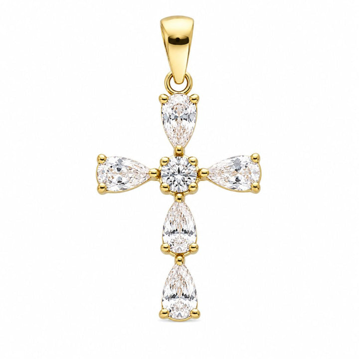 Cruz Oro Amarillo 18K con Circonitas