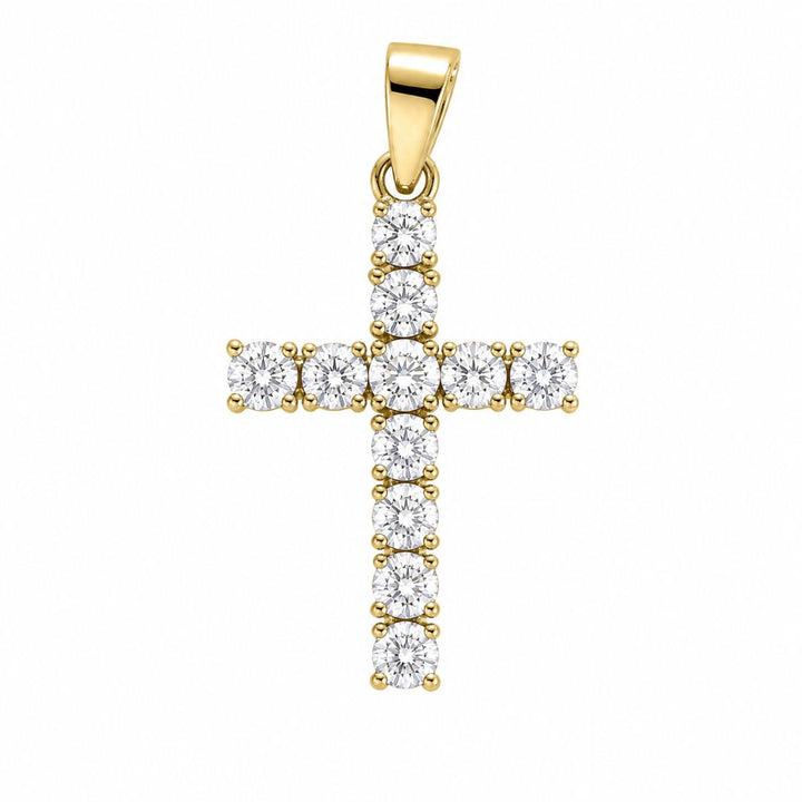 Cruz Oro Amarillo 18K con Circonitas Blancas