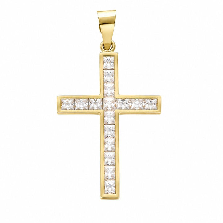 Cruz Oro Amarillo 18K con Circonitas Brillantes