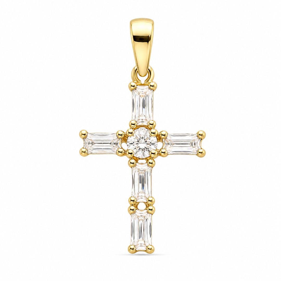 Cruz de Oro 18K con Circonitas Blancas