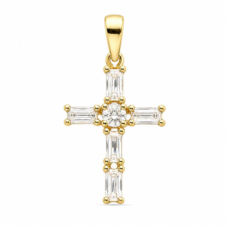 Cruz de Oro 18K con Circonitas Blancas