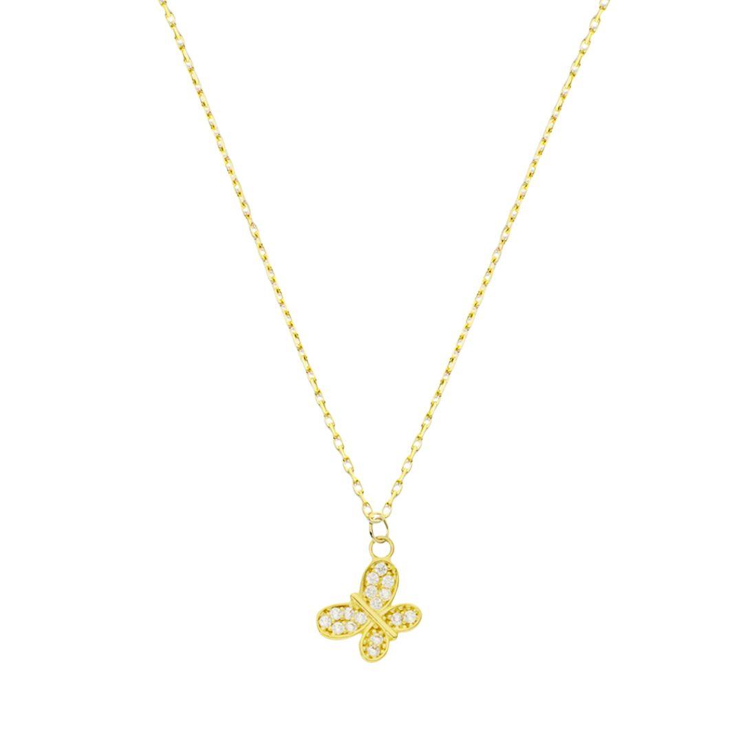 Gargantilla Oro 18K Mariposa con Circonitas