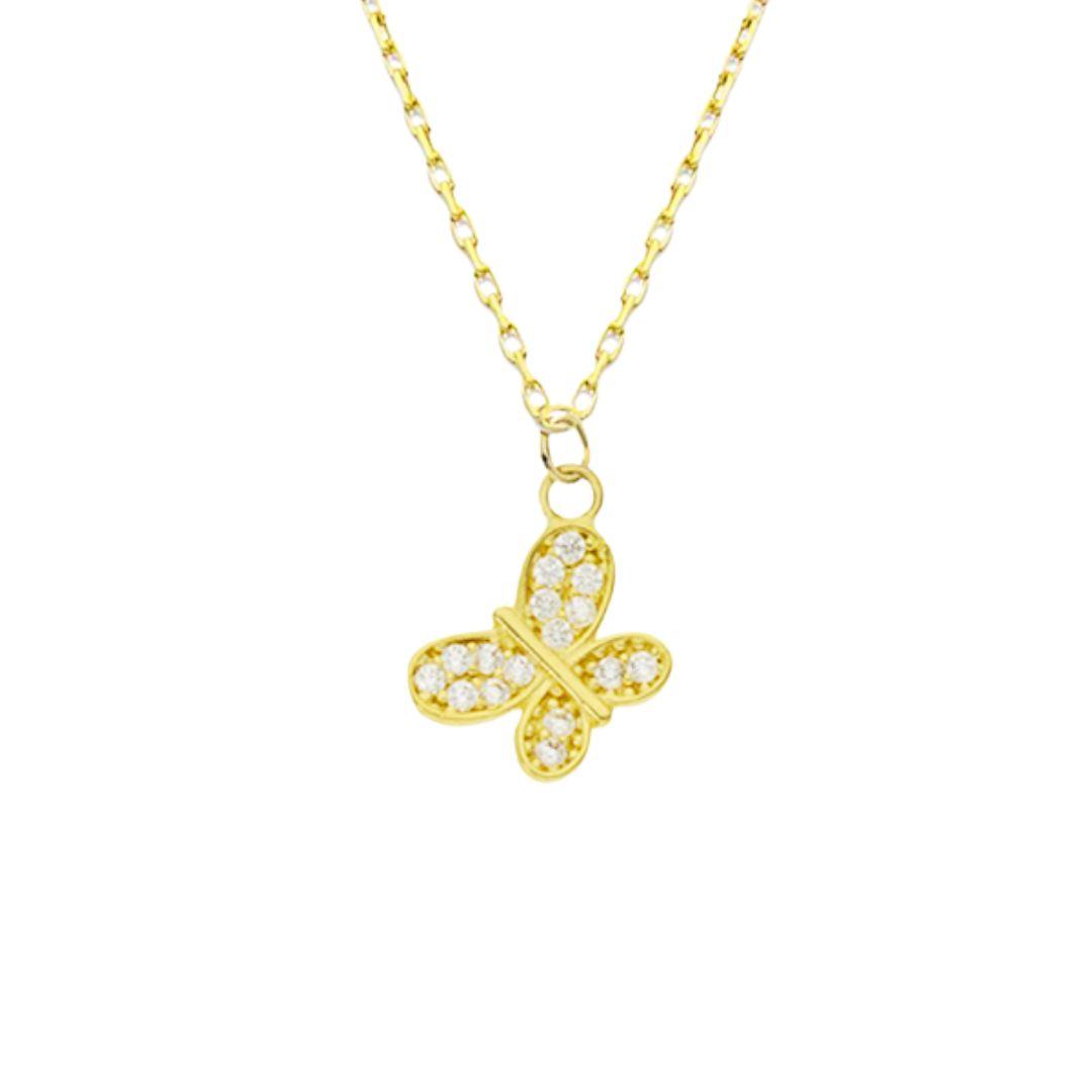 Gargantilla Oro 18K Mariposa con Circonitas