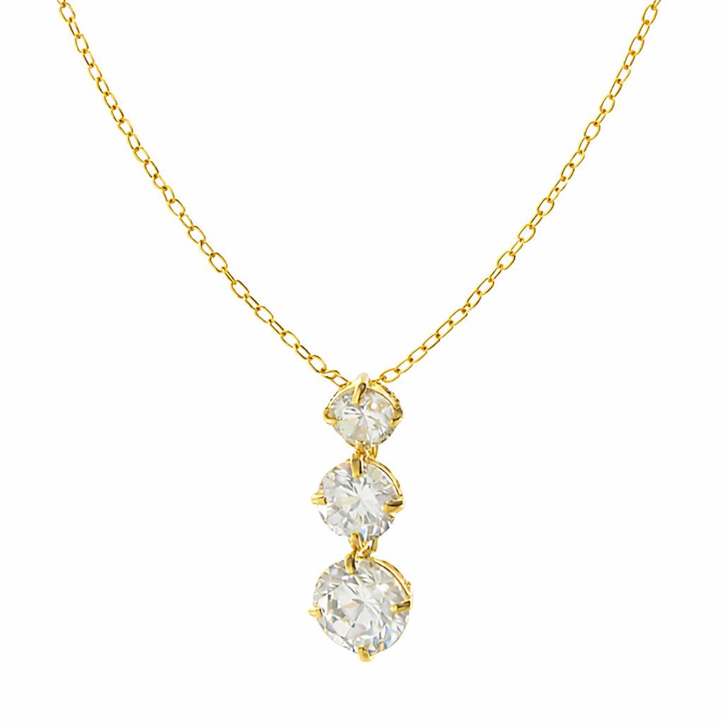 Gargantilla de Oro 9K con Tres Circonitas Blancas Elegante