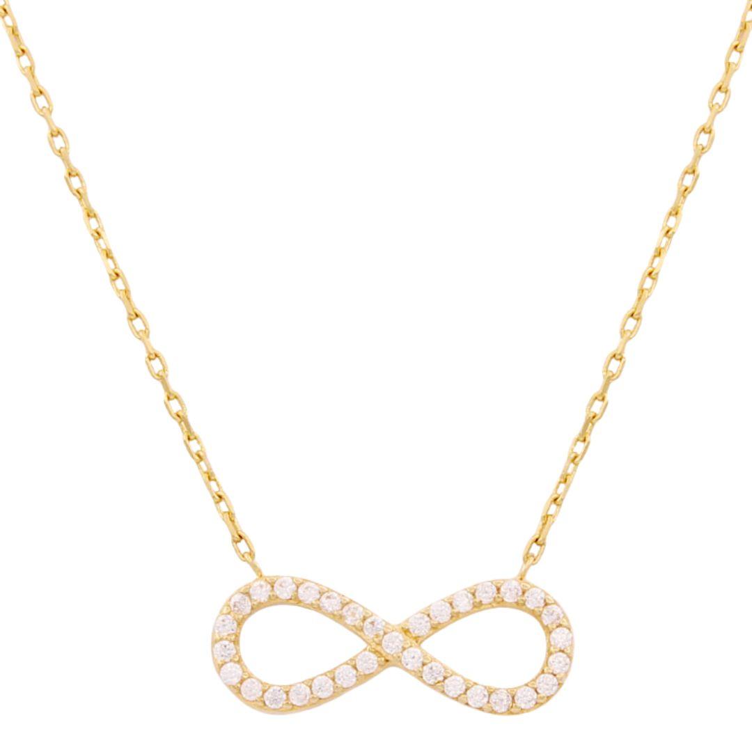 Gargantilla de oro 18k Infinito con circonitas blancas