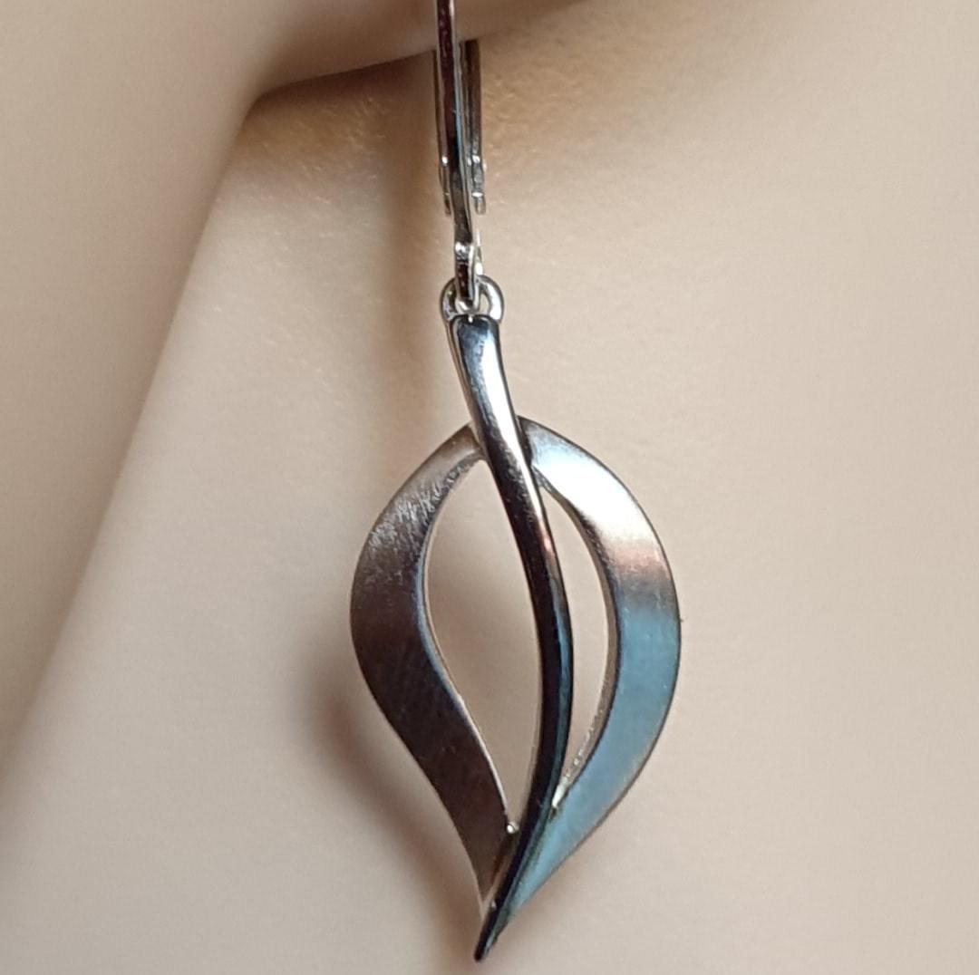 Pendientes colgantes para mujer de plata en forma de hoja