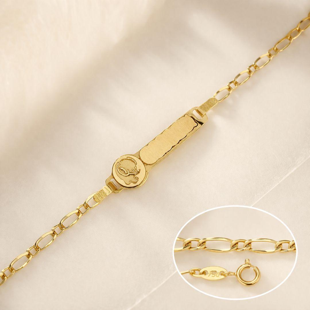La esclava de oro para bebé con placa para grabar nombre: el regalo perfecto para nacimiento o Bautizo