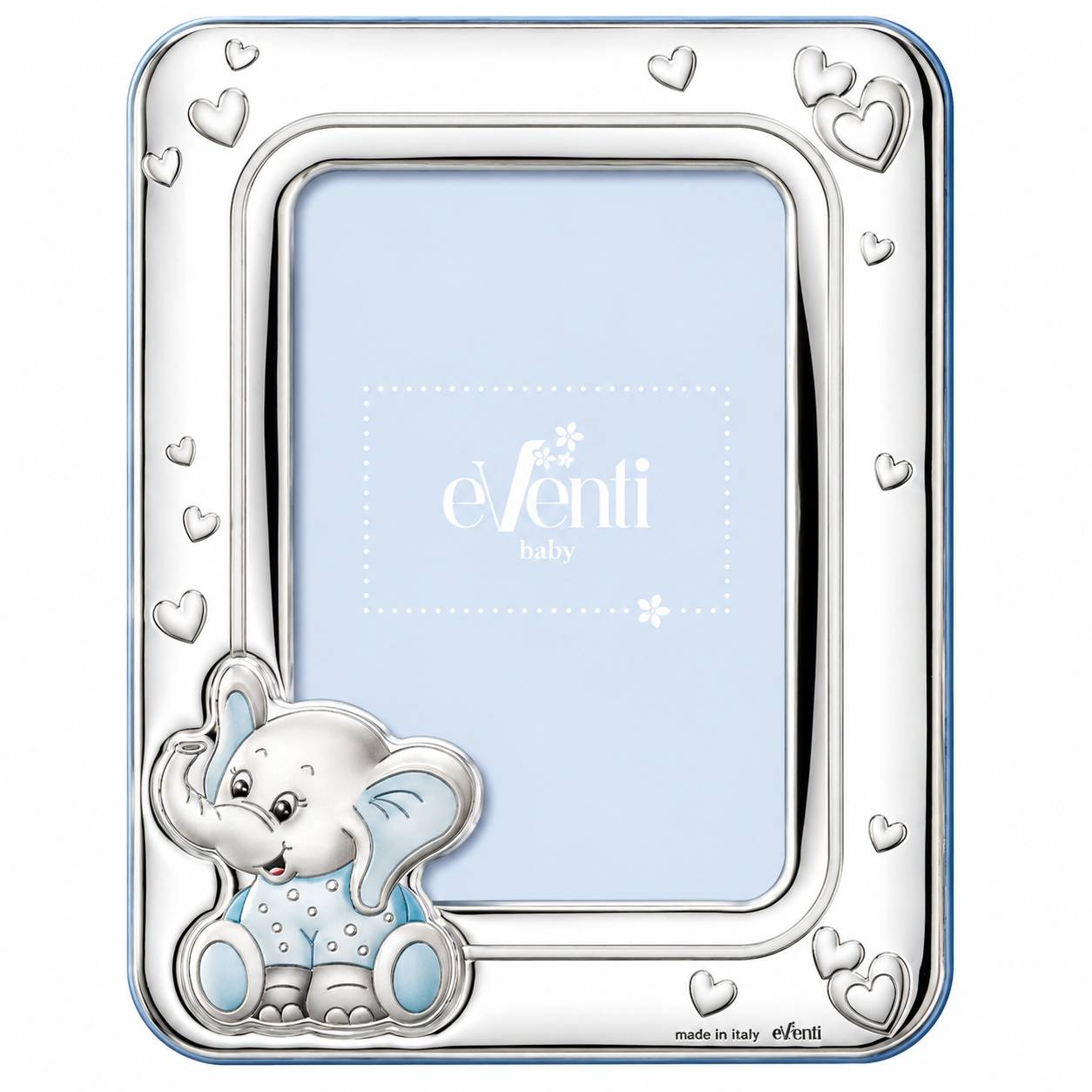 Marco de Fotos Infantil Elefante Valenti 13x18 cm - Plata 1ª Ley y Respaldo de Madera