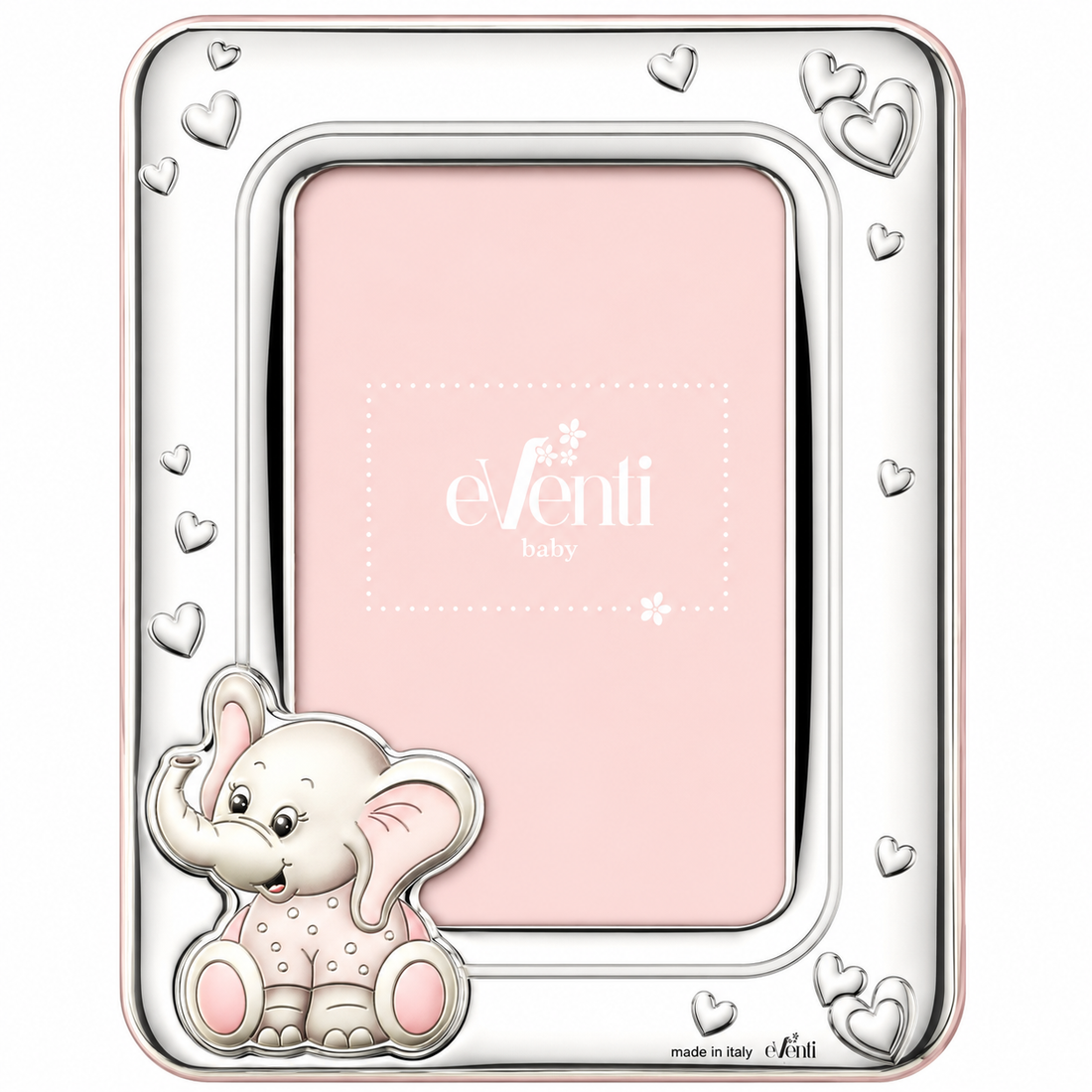 Marco de Fotos Infantil Elefante Valenti 13x18 cm - Plata 1ª Ley y Respaldo de Madera