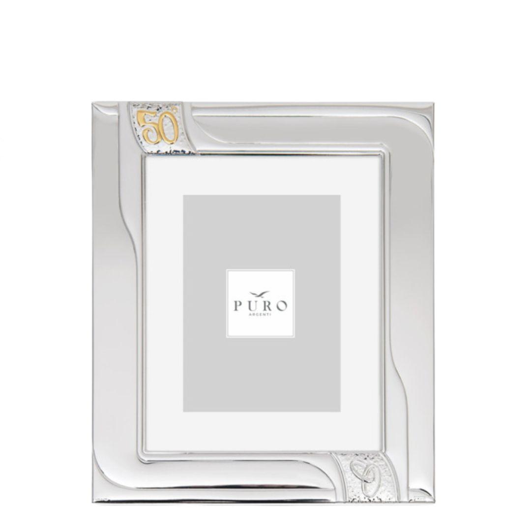 Marco de Fotos en Plata para 50 Aniversario 10x15 cm modelo Nastro de Puri Argenti - Regalo especial