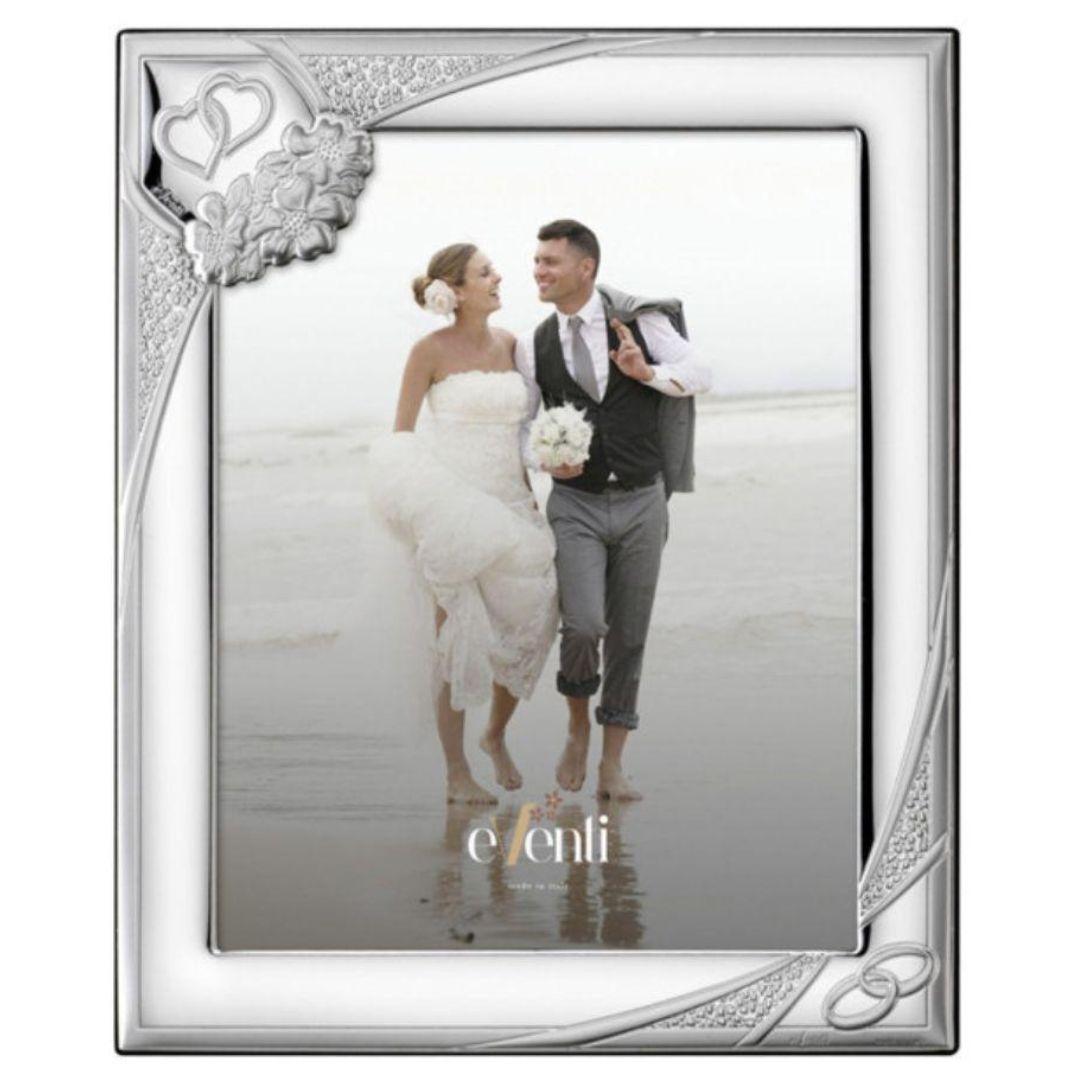 Marco de fotos Novios de Boda diseño corazones y alianzas