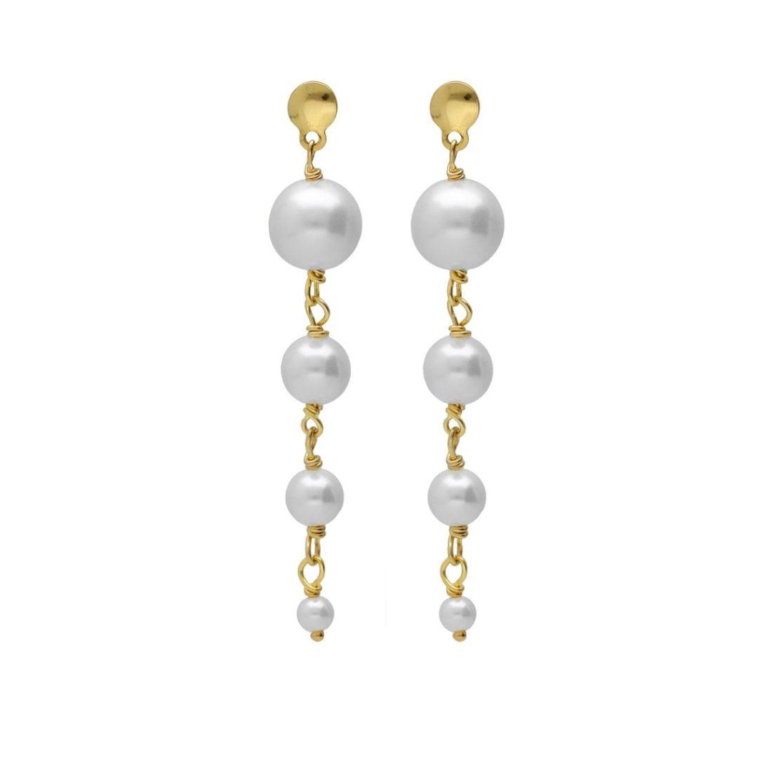 Pendientes largos de perlas en plata de ley · Aurore · Victoria Cruz