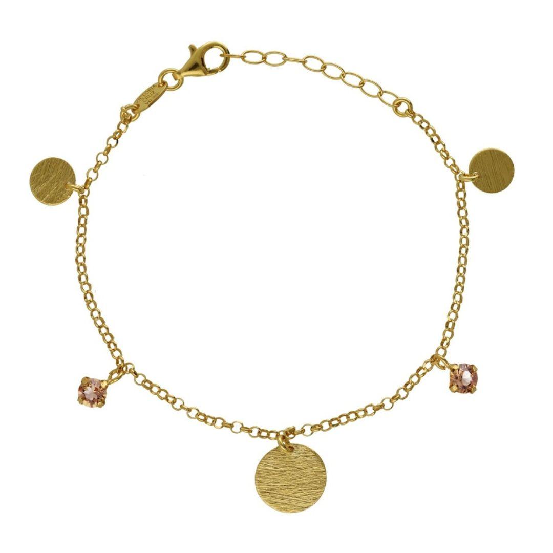 Pulsera noise de plata de ley bañada en oro 18k con cristal champán · Victoria Cruz
