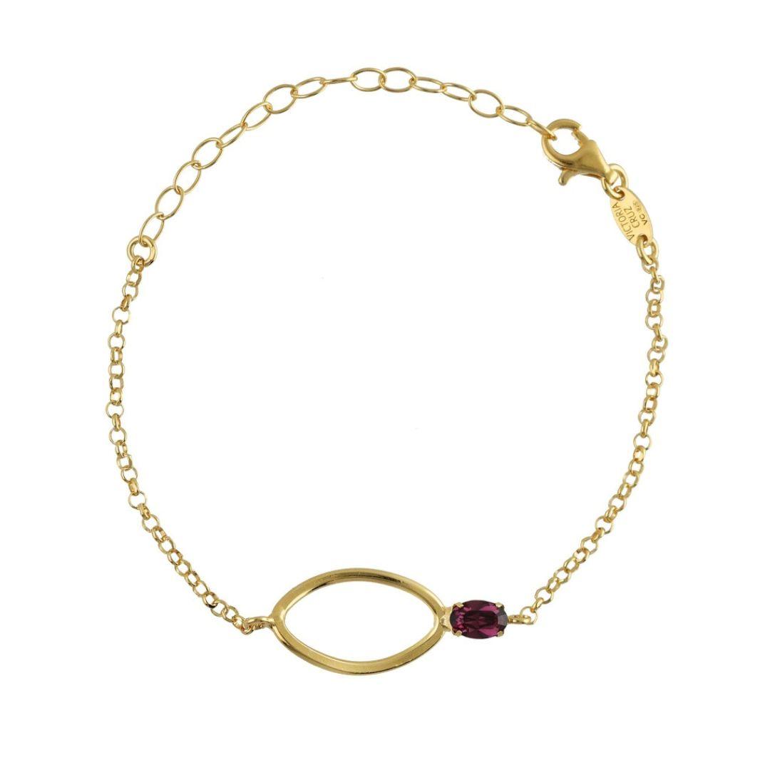 Pulsera prisme de plata de ley bañada en oro 18k con cristal rosa · Victoria Cruz