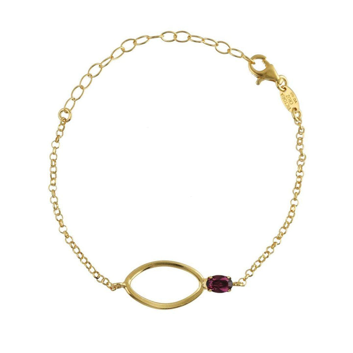 Pulsera prisme de plata de ley bañada en oro 18k con cristal rosa · Victoria Cruz