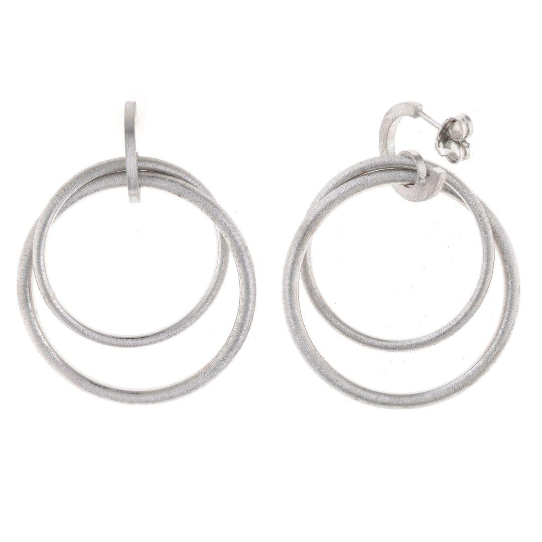 Pendiente plata de salvatore en forma de aro con dos círculos entrelazados