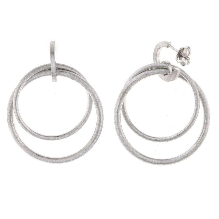 Pendiente plata de salvatore en forma de aro con dos círculos entrelazados
