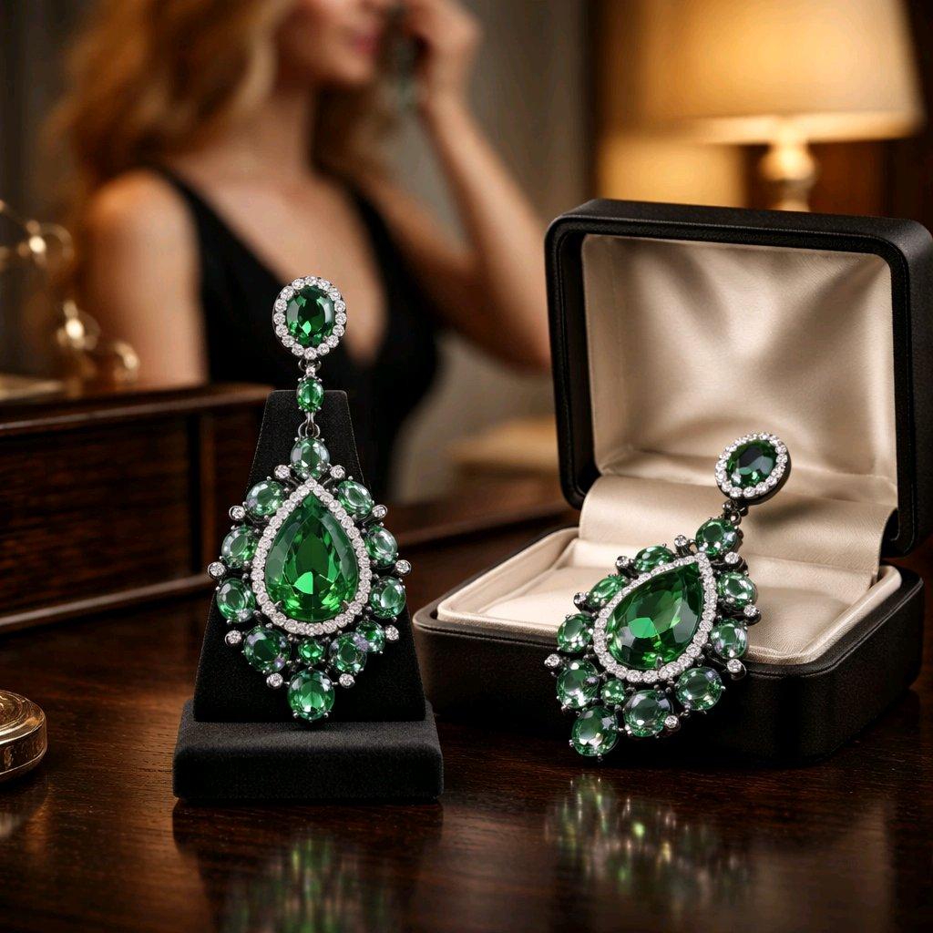 Pendientes Colgantes para Ceremonia Verdes