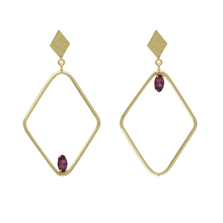 Pendientes Etnia Rombo Purple en Plata bañada en Oro · Victoria Cruz