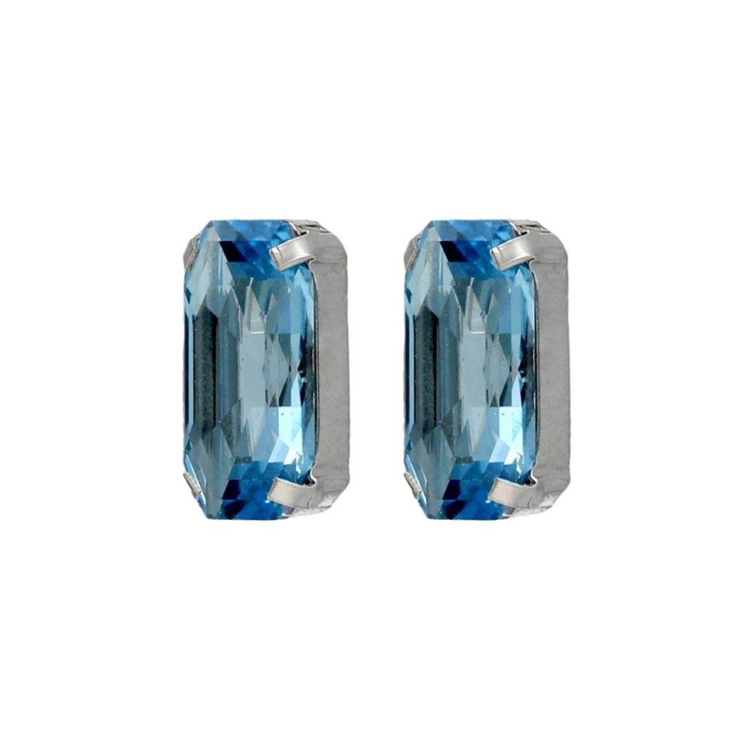Pendientes Inspire Rectángulo Aguamarina en Plata bañada en Rodio · Elegancia Azul Serena · Victoria Cruz
