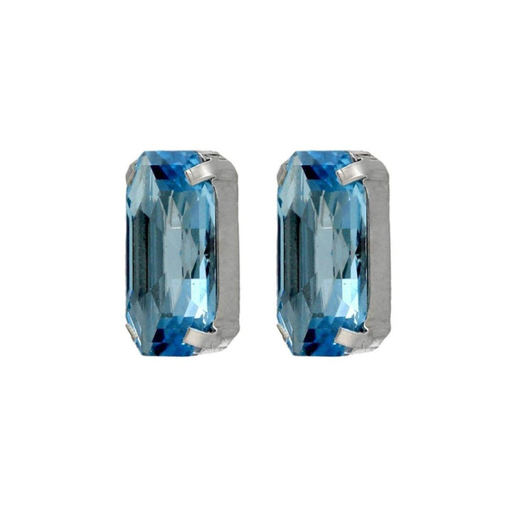 Pendientes Inspire Rectángulo Aguamarina en Plata bañada en Rodio · Elegancia Azul Serena · Victoria Cruz