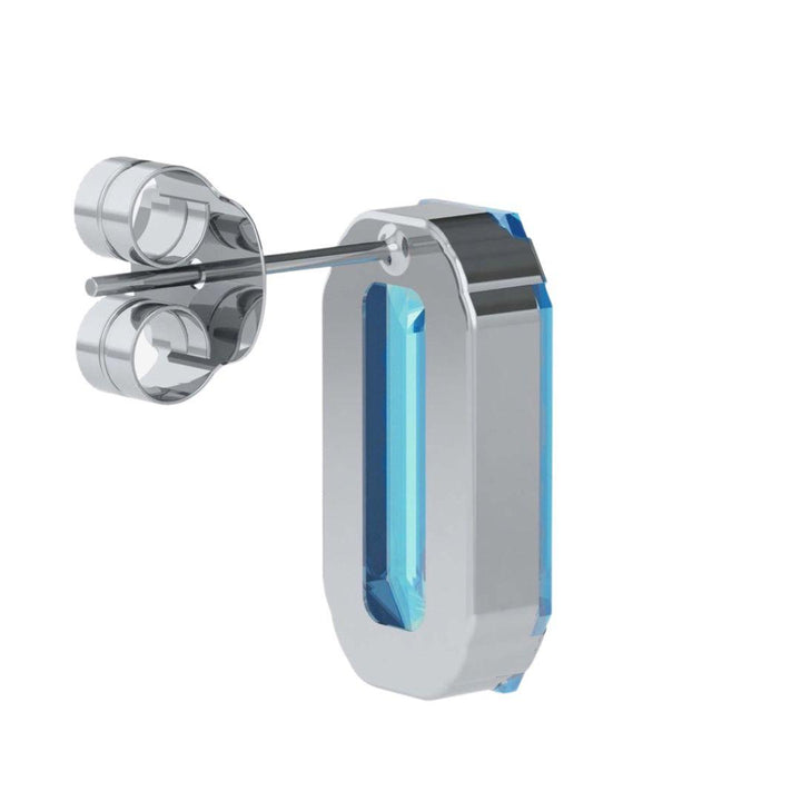 Pendientes Inspire Rectángulo Aguamarina en Plata bañada en Rodio · Elegancia Azul Serena · Victoria Cruz