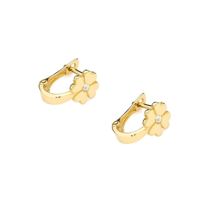 Pendientes Kallira Oro 14K Trébol con Diamantes