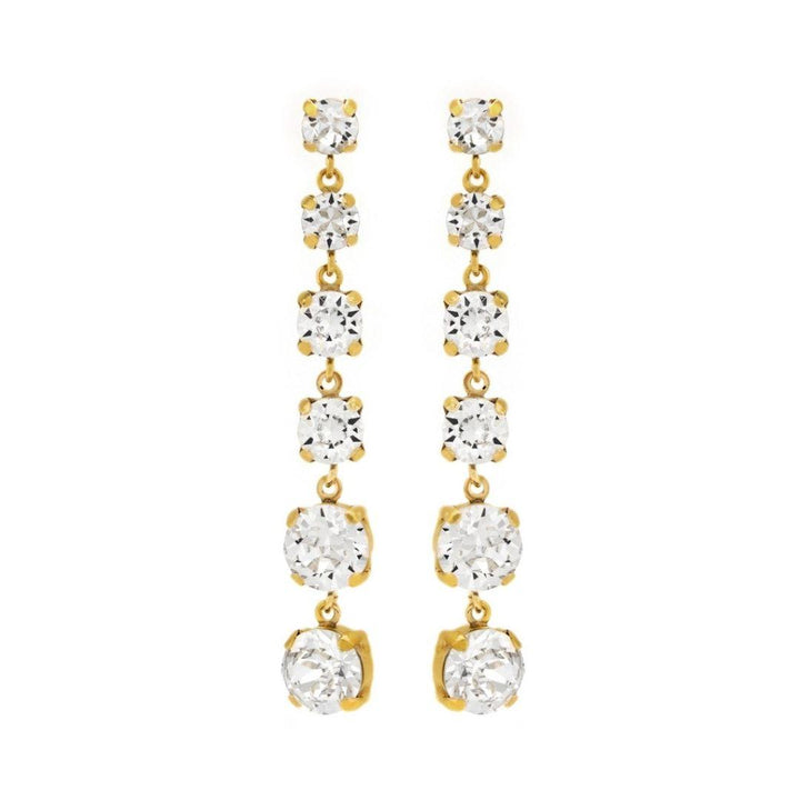 Pendientes Celine Cascade baño Oro con Cristal Blanco · Victoria Cruz