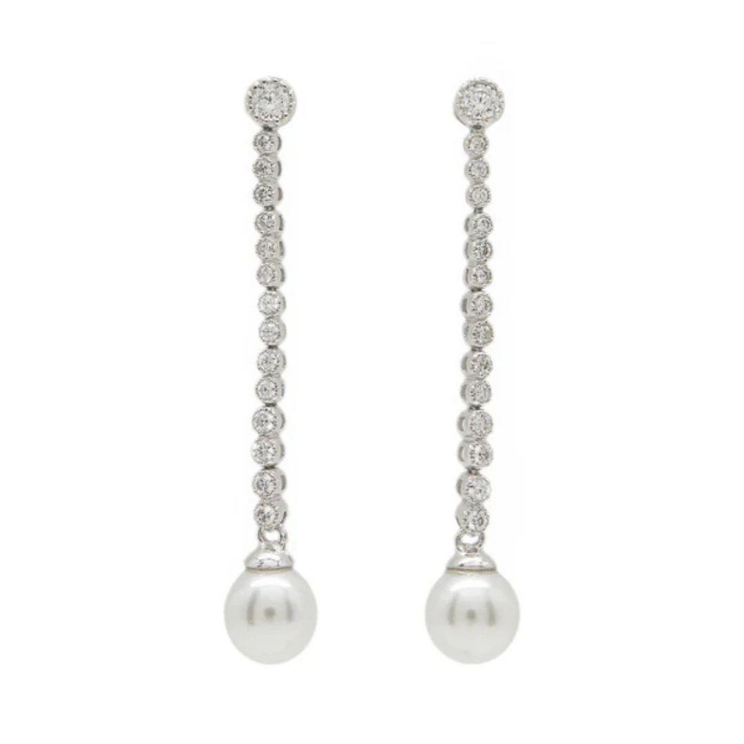 Pendientes Largos con Perla y Circonitas 4.5cm – Elegancia Atemporal