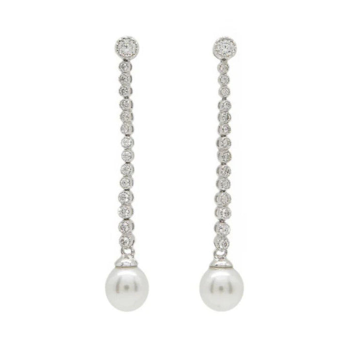 Pendientes Largos con Perla y Circonitas 4.5cm – Elegancia Atemporal