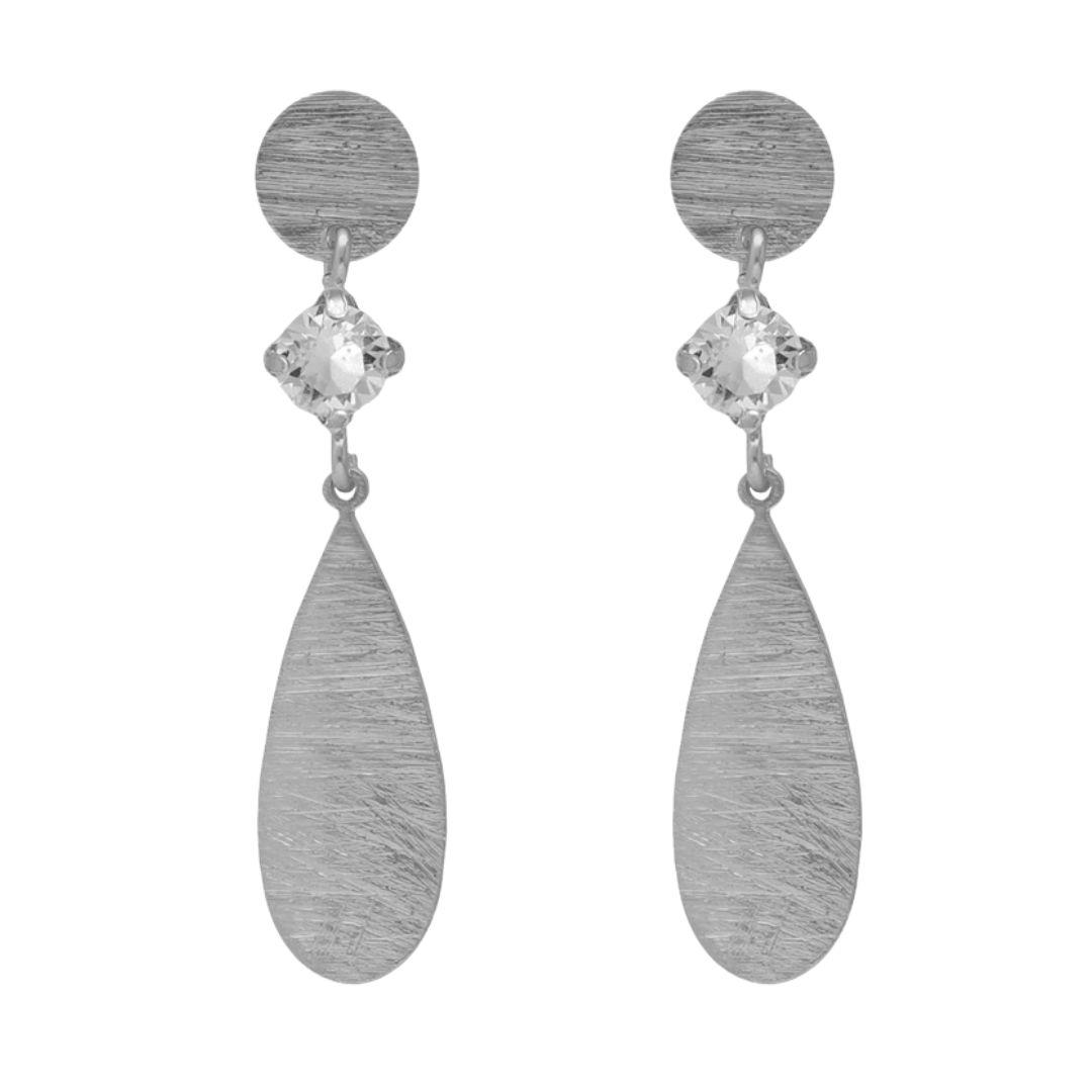 Pendientes Noise Lágrima Crystal White en Plata de Ley · Victoria Cruz