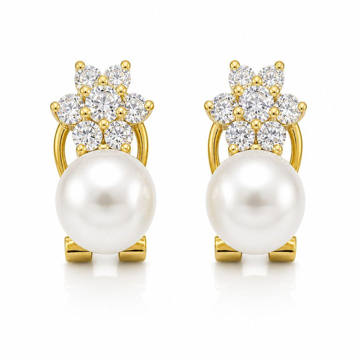 Pendientes Oro 18K con Perlas y Circonitas – Elegancia Clásica y Distinción
