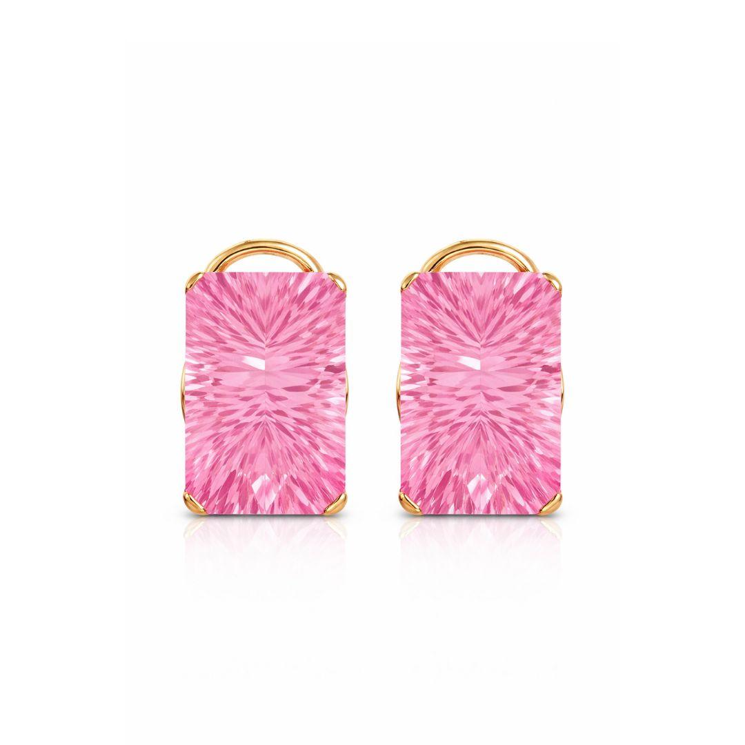 Pendientes de Oro 18K con Piedra Millennium Rosa de Francia