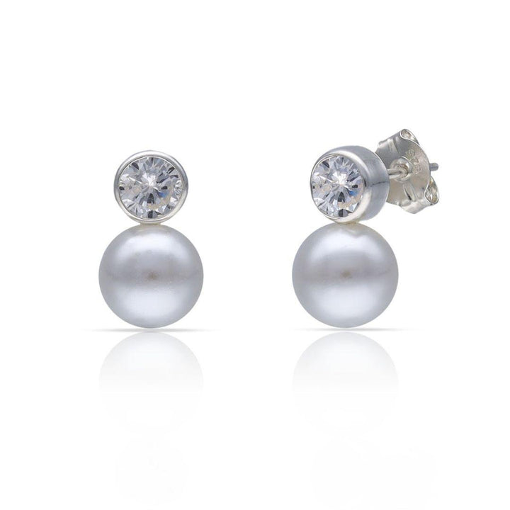 Pendientes Plata de Ley con Perlas y Chatón de Circonitas – Clásicos con Brillo Moderno