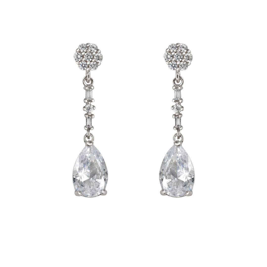 Pendientes colgantes de plata con circonitas gota