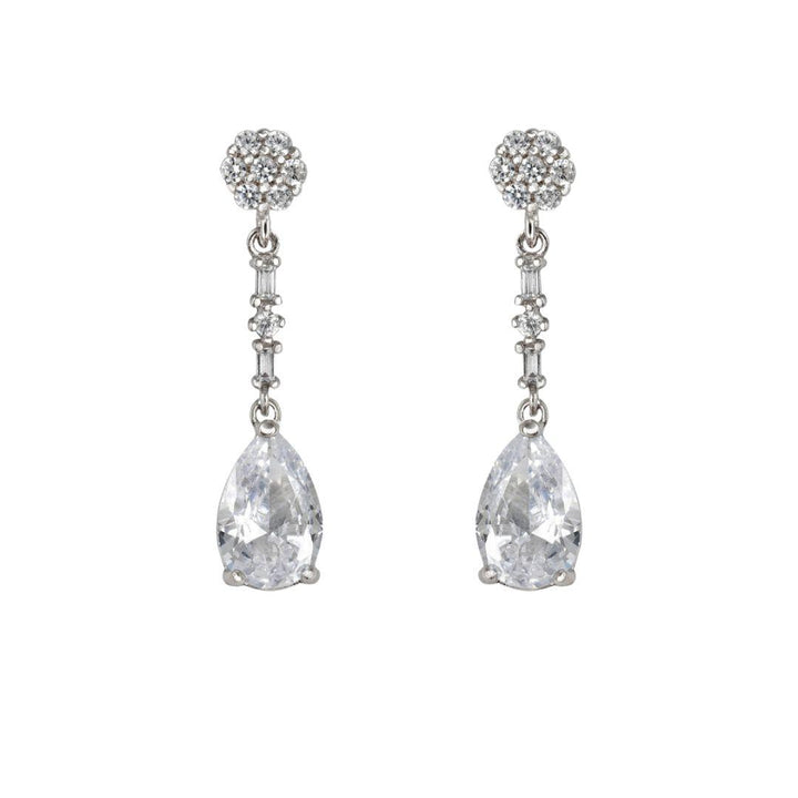 Pendientes colgantes de plata con circonitas gota