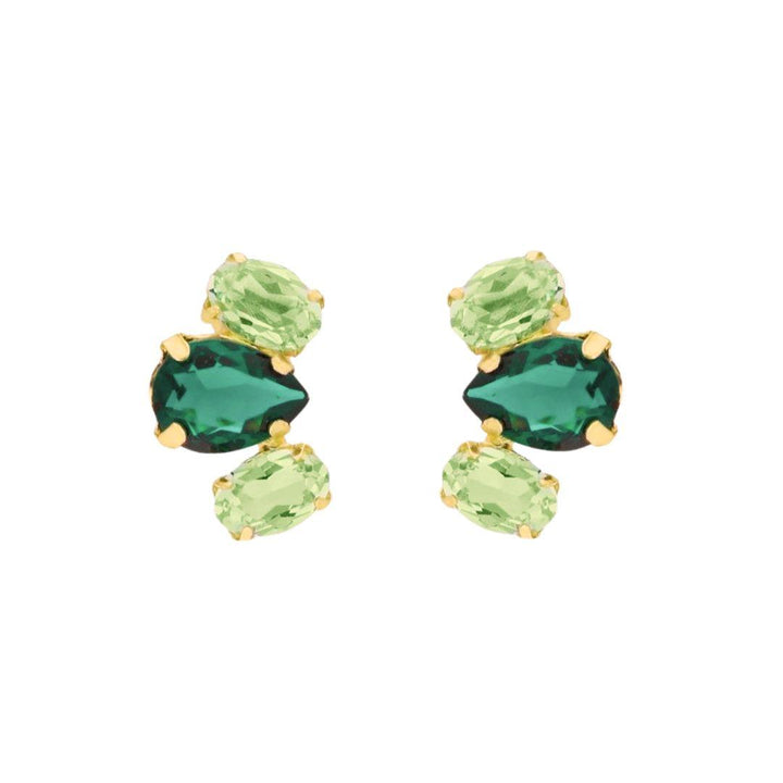 Pendientes con cristales verde en plata con baño de oro
