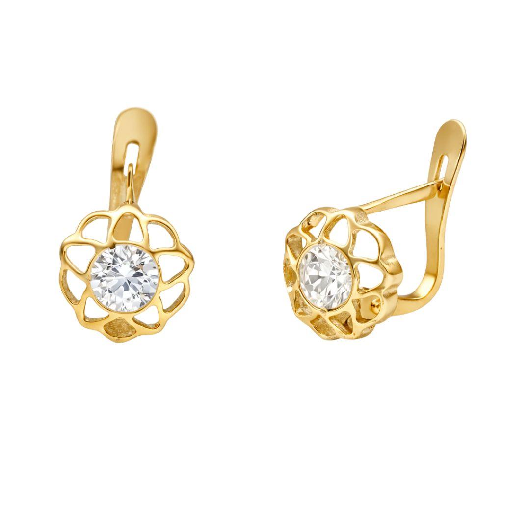 Pendientes de Oro 18K con Circonitas y Diseño Elegante