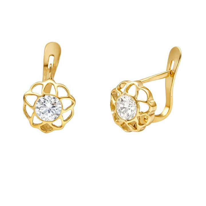 Pendientes de Oro 18K con Circonitas y Diseño Elegante