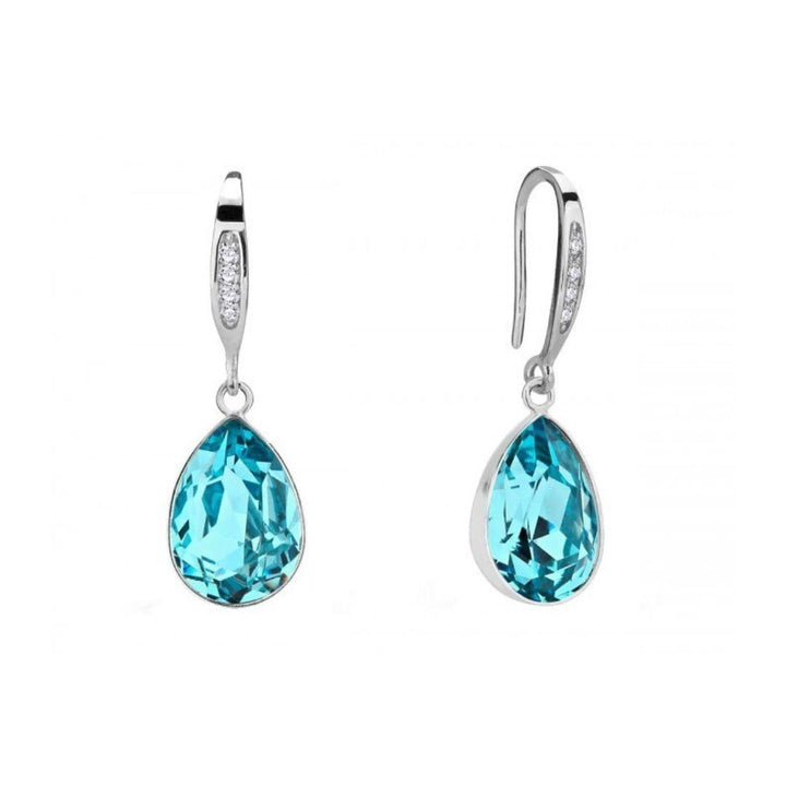 Pendientes en forma de gota con cristal azul de plata para mujer