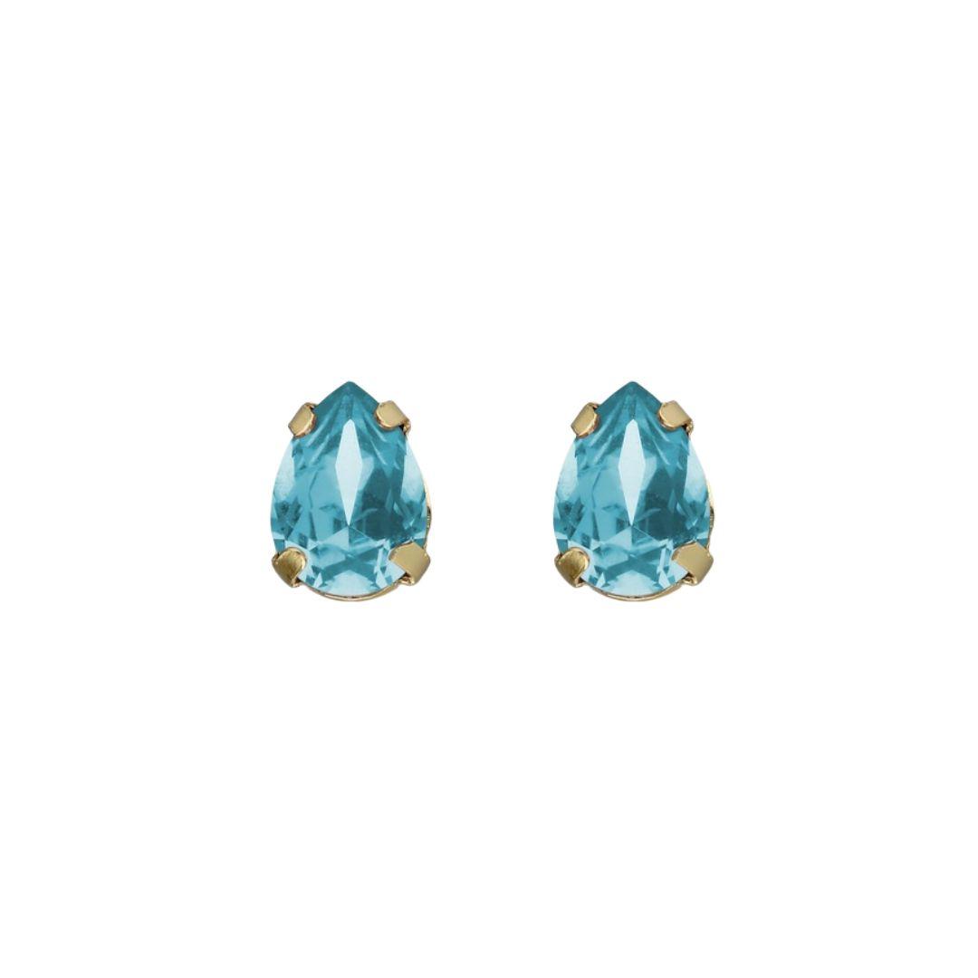 Pendientes lagrima con cristal en Plata baño Oro · Victoria Cruz