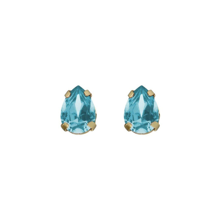 Pendientes lagrima con cristal en Plata baño Oro · Victoria Cruz