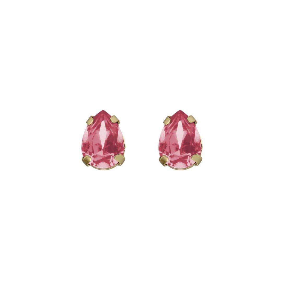 Pendientes lagrima con cristal en Plata baño Oro · Victoria Cruz